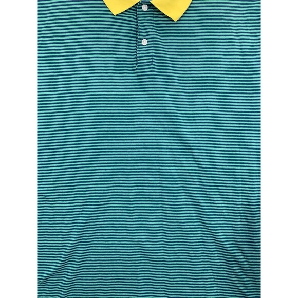 Free Assembly Green Yellow Striped Short Sleeve Polo T-Shirt XL Quarter Button - Picture 2 of 11